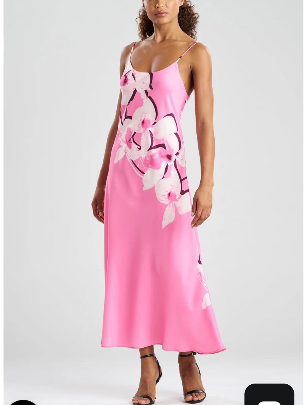 Natori Orchida Slip Dress Tulip Pink Floral Maxi